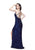 Primavera - 3093 Sparkling Embellished Sheath Gown in Blue