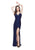 Primavera - 3093 Sparkling Embellished Sheath Gown in Blue