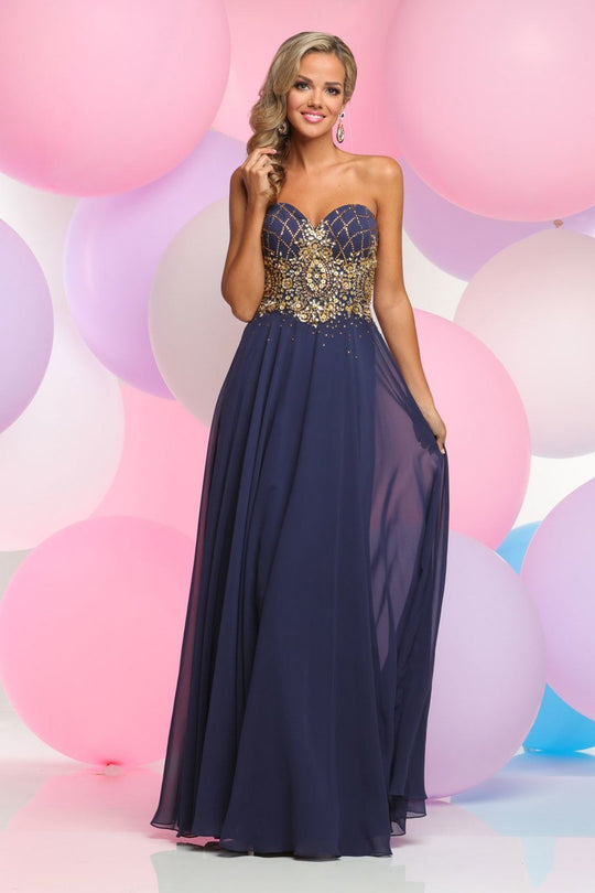 Zoey Grey - Beaded Sweetheart Chiffon A-line Dress 30932 in Purple