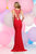 Zoey Grey - Embroidered High Neck Jersey Sheath Dress 30934 in Red