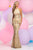 Zoey Grey - Sequined High Halter Neck Jersey Sheath Dress 30945 in Gold and Neutral