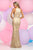Zoey Grey - Sequined High Halter Neck Jersey Sheath Dress 30945 in Gold and Neutral