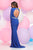 Zoey Grey - Bead Embellished V-Neck Sheath Dress 30950 in Blue