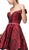 Dancing Queen - 3096 Floral Off-Shoulder A-Line Dress In Red