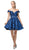 Dancing Queen - 3096 Floral Off-Shoulder A-Line Dress In Blue