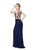 Primavera Couture - 3096 Webbed Strappy Back Sequined Gown in Blue