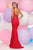 Zoey Grey - Lace Embellished Scoop Neck Trumpet Dress 30984 in Red