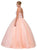 Eureka Fashion - 3099 Rhinestone Accented Lace V-neck Ballgown In Pink