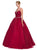 Eureka Fashion - 3099 Rhinestone Accented Lace V-neck Ballgown In Red