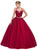 Eureka Fashion - 3099 Rhinestone Accented Lace V-neck Ballgown In Red