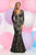 Zoey Grey - Long Sleeves Floral Mermaid Gown 30990 in Black and Nude