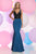 Zoey Grey - Beaded V-Neck Satin Trumpet Dress 30994 in Green and Black
