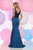 Zoey Grey - Beaded V-Neck Satin Trumpet Dress 30994 in Green and Black
