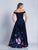 Dave & Johnny - 3101 Beaded Lace Two Piece Printed Dress in Blue and Print