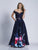 Dave & Johnny - 3101 Beaded Lace Two Piece Printed Dress in Blue and Print