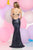 Zoey Grey - Sequined V-Neck Trumpet Dress 31020 in Blue