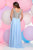 Zoey Grey - Beaded V-Neck A-Line Dress 31025 in Blue