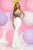 Zoey Grey - Embellished Fitted Long Dress 31030 in Gray and White