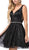 Dancing Queen - 3103 Glitter Mesh Fit and Flare Cocktail Dress In Black