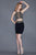 Primavera Couture - 3103 Glammed Halter Two Piece Cocktail Dress in Black and Blue