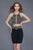 Primavera Couture - 3103 Glammed Halter Two Piece Cocktail Dress in Black and Blue