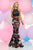 Zoey Grey - Two-Piece Floral Halter Neck Dress 31045 in Multi-Color and Black