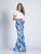 Dave & Johnny - 3104 Two Piece Ruffle and Printed Sheath Dress in Blue and Print