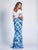 Dave & Johnny - 3104 Two Piece Ruffle and Printed Sheath Dress in Blue and Print