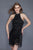Primavera Couture - 3104 Sequined And Beaded Fringe Sheath Dress in Black