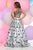 Zoey Grey - Sequined Halter Floral Long Gown 31051 in Black and White
