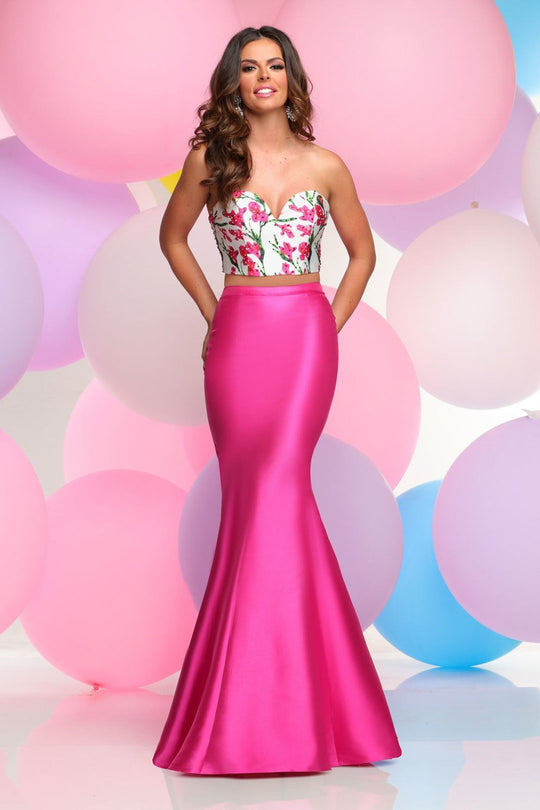 Zoey Grey - Two Piece Floral Mermaid Gown 31065 in Pink and Multi Color