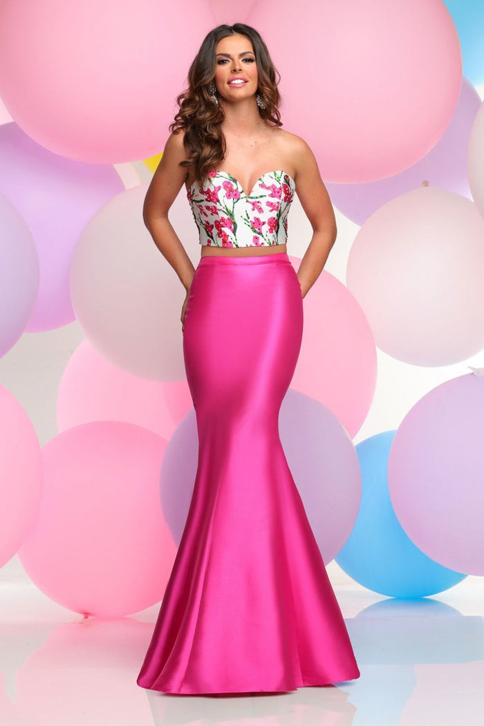Zoey Grey - Two Piece Floral Mermaid Gown 31065 in Pink and Multi Color