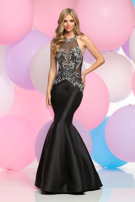 Zoey Grey - Beaded High Halter Neck Mermaid Dress 31087 in Black