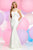 Zoey Grey - Jeweled Illusion High Neck Jersey Dress 31094 in White