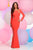 Zoey Grey - High Neck Long Sleeves Jersey Dress 31095 in Orange and Gold