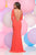 Zoey Grey - High Neck Long Sleeves Jersey Dress 31095 in Orange and Gold