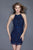 Primavera Couture - 3109 Bejeweled Halter Neck Sheath Dress in Blue