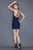 Primavera Couture - 3109 Bejeweled Halter Neck Sheath Dress in Blue
