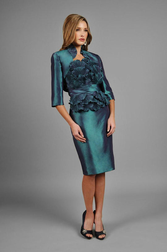 Daymor Couture - Petal Layer Strapless Cocktail Dress 310 in Green