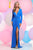 Zoey Grey - Ruched V-Neck Long Sleeves Dress 31101 in Blue