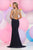 Zoey Grey - Jeweled Illusion High Neck Jersey Dress 31107 in Blue and Neutral