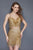 Primavera Couture - 3111 Beaded Fringe Sweetheart Sheath Dress in Gold