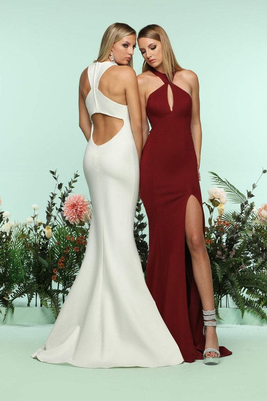 Zoey Grey - 31128 Angular High Halter Deep Cutout Mermaid Gown In White and Red
