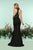 Zoey Grey - 31129 Sequined Deep V-neck Ponte Sheath Dress In Black