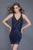 Primavera Couture - 3112 Bedazzled Plunging V-neck Sheath Dress in Blue