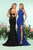 Zoey Grey - 31130 Sequined Halter Ponte Sheath Dress In Black and Blue