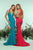 Zoey Grey - 31131 Plunging Crisscrossed Back Mermaid Long Gown In Green and Pink