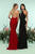 Zoey Grey - 31132 Plunging Illusion Cutout High Halter Gown In Black and Red
