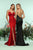 Zoey Grey - 31133 Fitted Sweetheart Dress with Slit In Red and Black