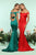 Zoey Grey - 31135 Crisscrossed Band Ornate Off Shoulder Mermaid Gown In Green and Red
